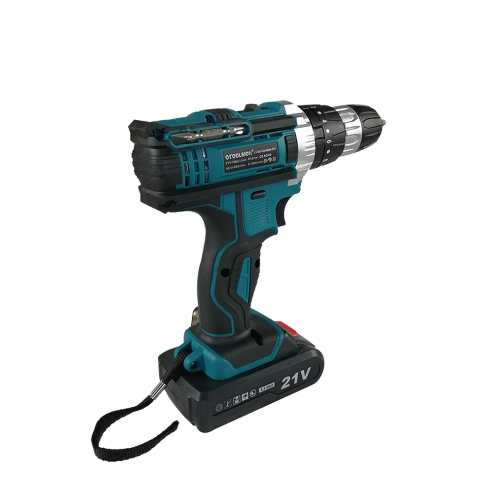 New 21V Impact Mini Drill Hammer Drill Electric Power Tool Cordless Impact Screwdriver Electric Hammer Drill For Renovation Team08
