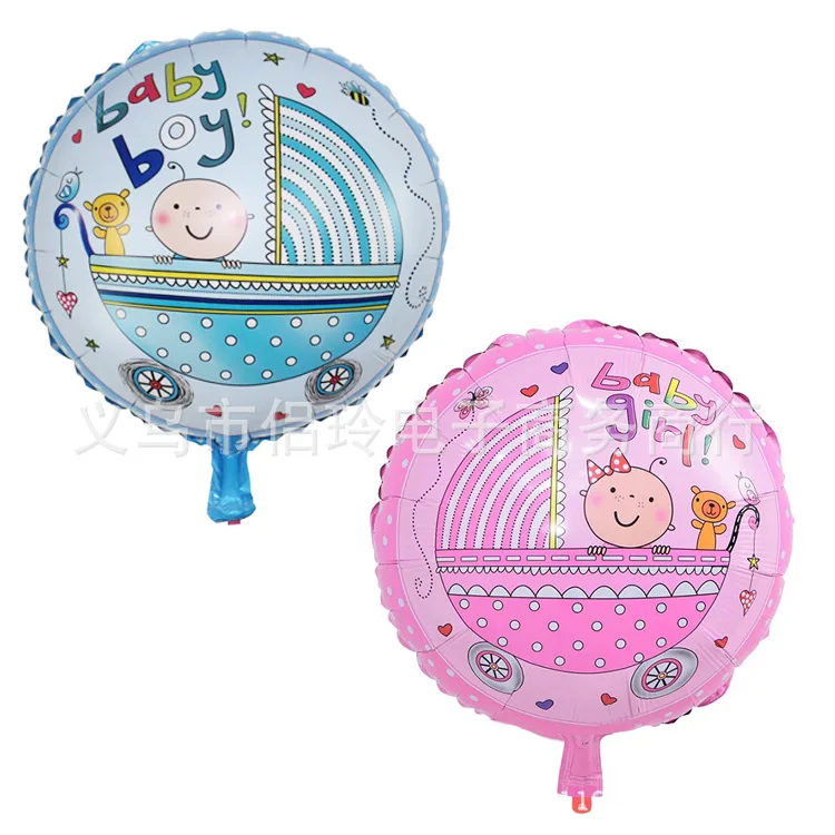 18 дюймов круглый прогулочная коляска для мальчиков и девочек воздушный шар из фольги детское украшение на день рождения детский Гелиевый шар