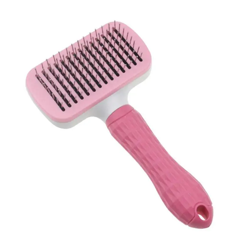 

Pet Grooming Comb Self-cleaning Brush Stainless Steel Pin Shedding Hair Removal Dog Cat Fur Rake Trimmer Cleaning Tool