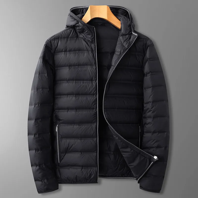 

Men's lightweight down jacket 2021 autumn and winter new Fashionable Men's Casual Hooded Thin Down Jacket XL 6XL 7XL 8XL