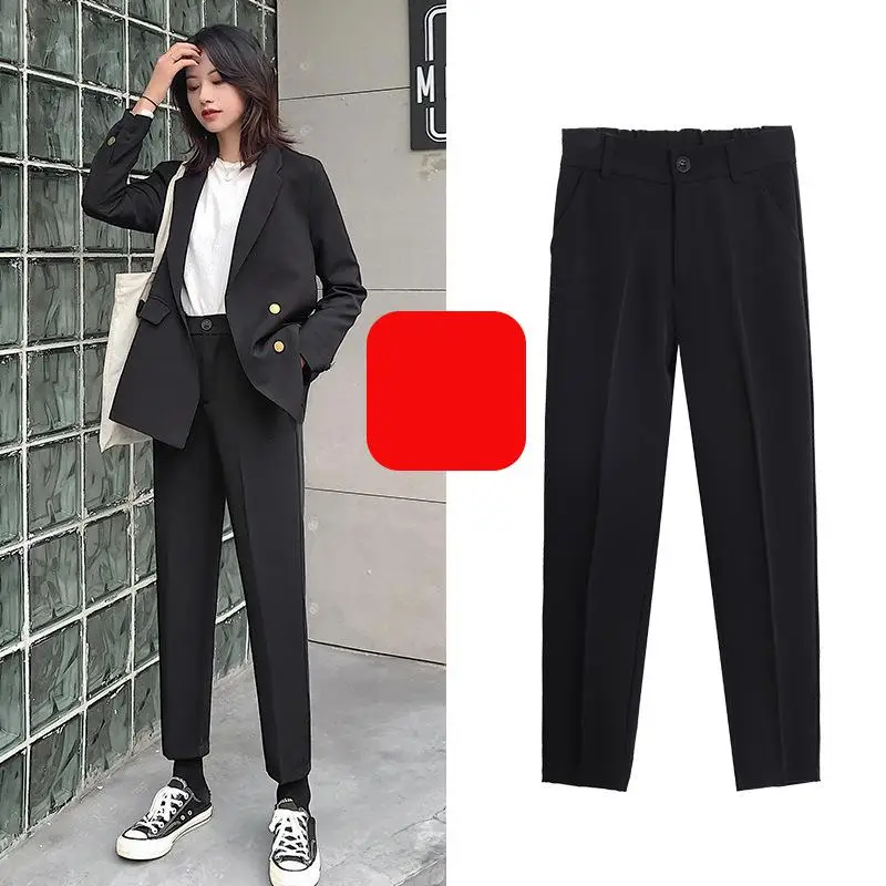 2xl Plus Size Ladies Trousers Women Straight Tube Ankle-length Formal Pants Women Solid Elastic Waist Harem Office Pants Femme 2xl Plus Size Ladies Trousers Women Straight Tube Ankle-length Formal Pants Women Solid Elastic Waist Harem Office Pants Femme