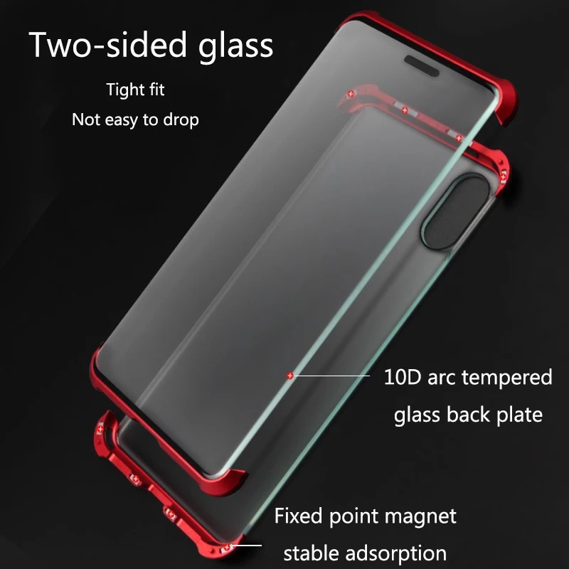 

Magnetic Metal double-sided Phone Case For IPhone 11 Case 78 X XS XR Tempered Glass Magnet Borderless Back Cover for 78 Plus MAX