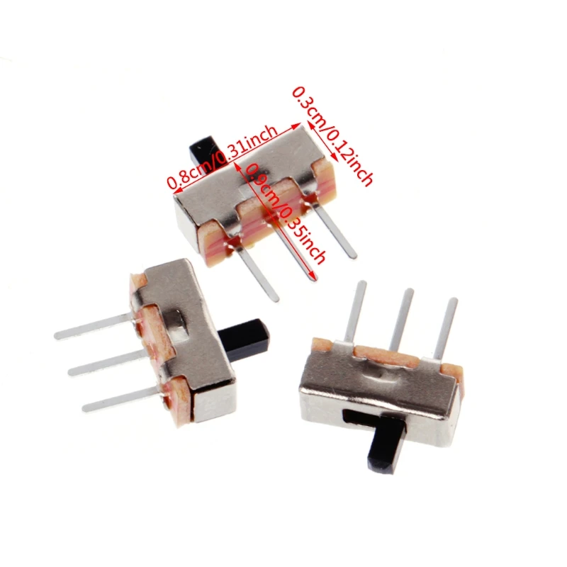 

10 Pcs 2 Position On/Off SPDT 1P2T 3 Pin PCB Panel Mini Vertical Slide Switch SS12D00G3
