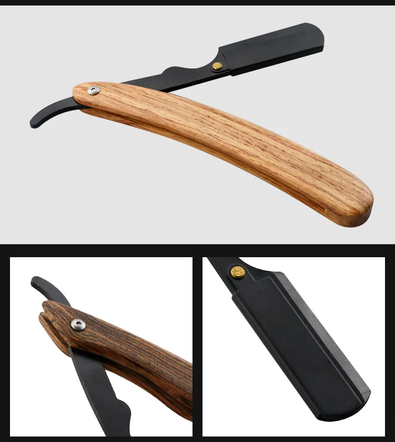 Мужское лезвие, Держатель ножей из нержавеющей стали, винтажная складная бритва с деревянной ручкой, Парикмахерская бритва, бритвенная головка G1105