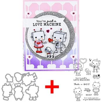 

My Heart BEEPS For You Clear Stamp+Die Cut Love Machine+Romantic Phrases stamps and dies 2020 For DIY Card Making