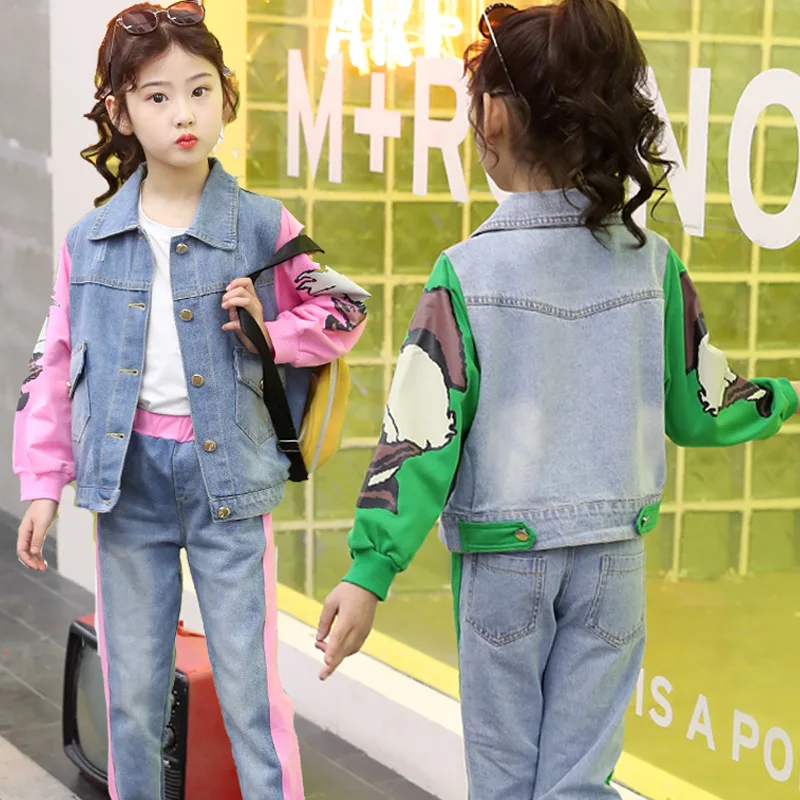 

Denim Suit 2019 Spring And Autumn New Style Big Boy 6 Casual 9 New Style 10 Two-Piece Set 12-Year-Old Korean-style Fashion
