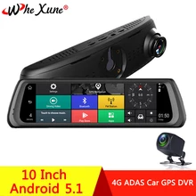WHEXUNE 9,8" Android ADAS Автомобильная камера DVR заднего вида 4G камера видео рекордер с двумя камерами s dash cam Регистратор зеркало заднего вида