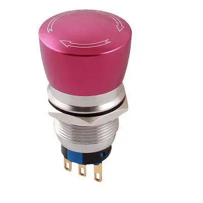 

19mm Thread SPDT Rotary Reset Stainless Steel Red Push Button Switch AC250V 5A