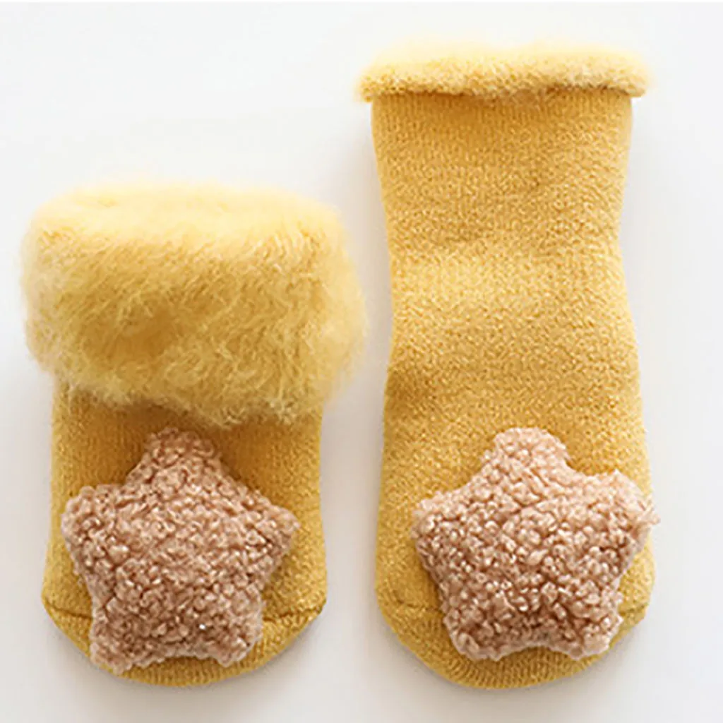 Удобные, сохраняющие тепло, дышащие, хлопковые носки для детей от 0 до 18 месяцев, утепленные, плюшевые, хлопковые носки средней длины с героями мультфильмов зимние плюшевые носки