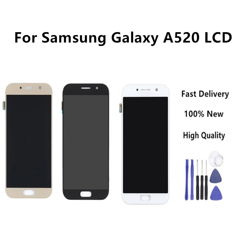 

Perfect quality For Samsung Galaxy A5 2017 LCD A520 SM-A520F LCD Display Digitizer Touch Screen Brightness Adjustable +Tools