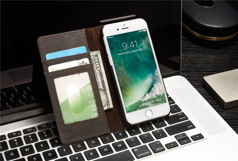 Холщовый чехол-кошелек с подставкой для iPhone 7 8, чехол, роскошный держатель для карт, задняя крышка для телефона, откидная крышка для iPhone 8, чехол, Fundas