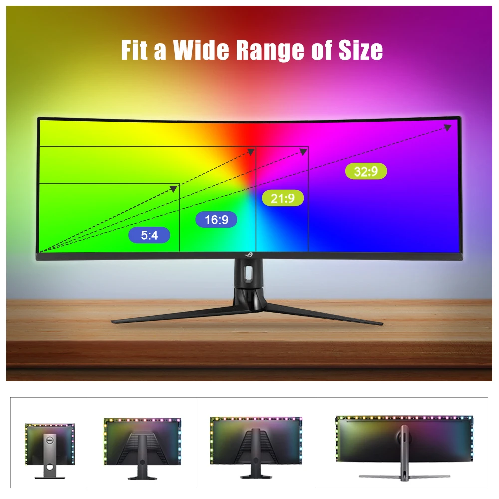 Ambient Pc Backlight For Game E-sports Computer Monitor, Immersion Gaming Desktop Sync Rgb Led Light Screen Decor Lights - Led Strip - AliExpress