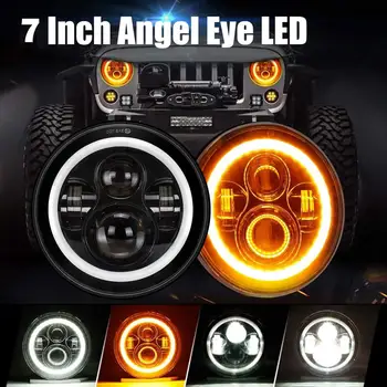 

7 Inch 150W Halo Angel Eye Car LED Headlight for Offroad Truck Moto LED 12V 24V Turn Signal Lights Round Runing Lamp H4 H13