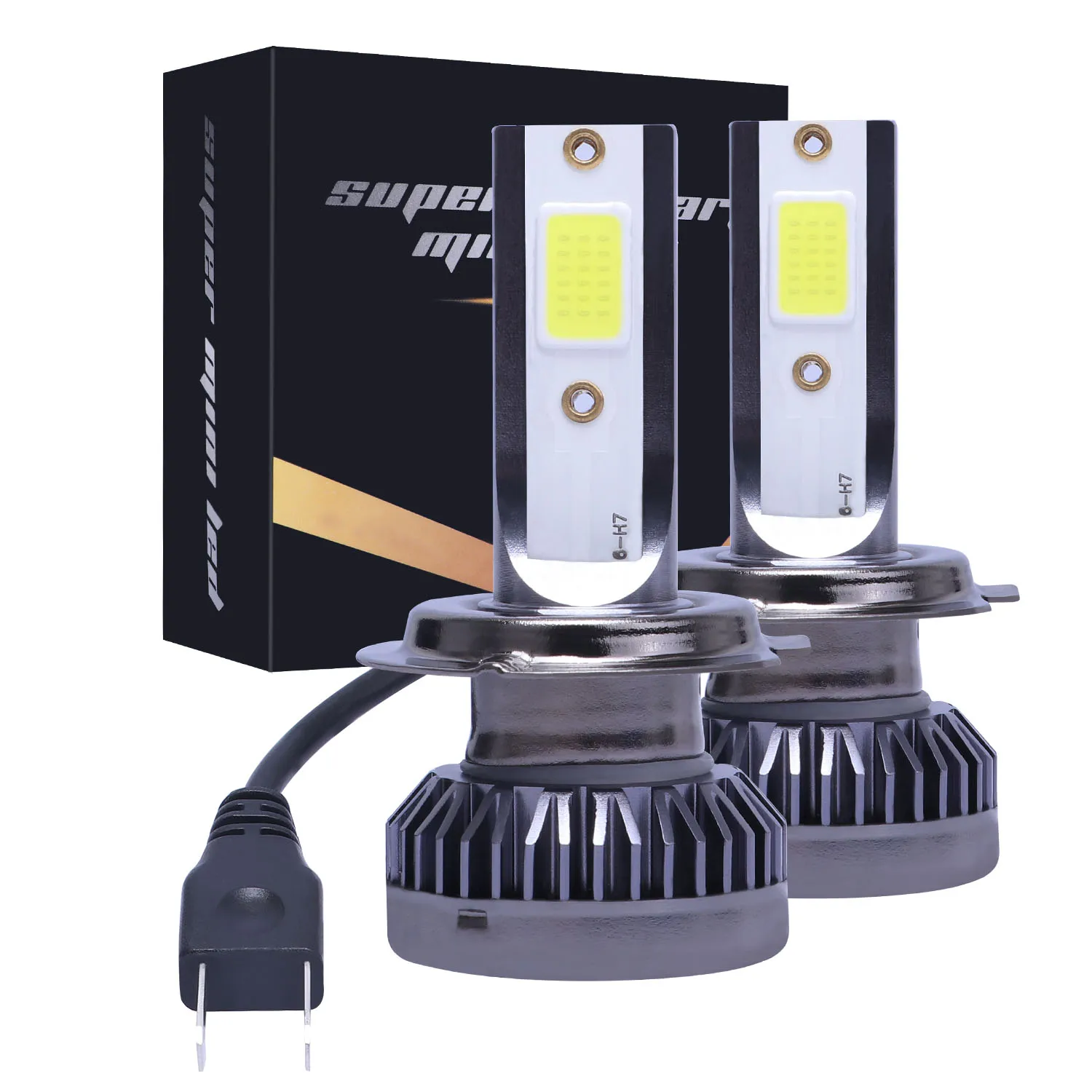 

2pcs Car Truck H7 6000K Mini LED Headlight Bulb 12V 24V Fog Driving Light High&Low COB 36W LED Light 6000LM