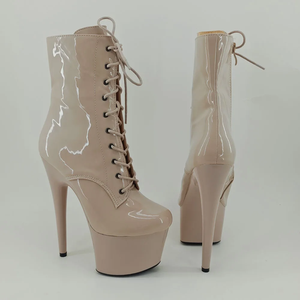 Leecabe блестящие бежевый 7 дюймов/17 см heels' для танцев у шеста; с разноцветные туфли на высоком каблуке с закрытым носком; туфли для танцев на
