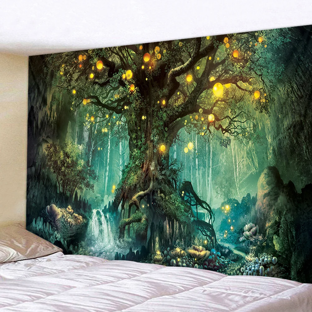 Home Decor Floral Tree Printed Forest Gift Art Living Room 3D Landscape Background Beach Bedroom Wall Tapestry Bedspread Hanging