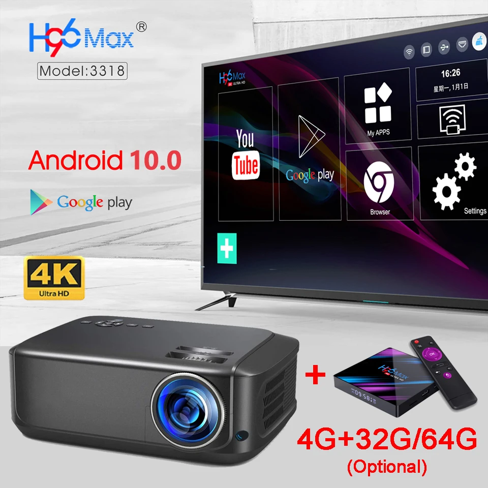 Wzatco T59 4k Projector Full Hd Native 1080p Android 10.0 Wifi Smart Home  Cinema Video Led Proyector Portable Hd I Movie Beamer Projectors  AliExpress