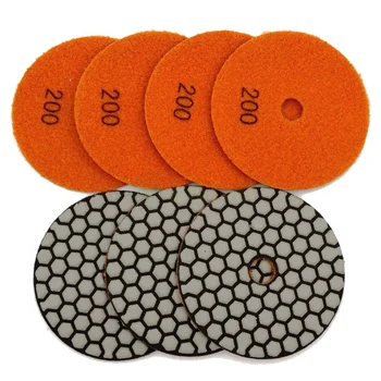 

7Pcs 4Inches #200 Dry Diamond Polishing Pads Very Competitive Diameter 100Mm Resin Bond Diamond Flexible Saniding Discs