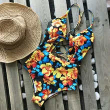 Сексуальный купальник, бандажный купальник, Женский цельный Монокини, с принтом, боди, в полоску, бразильский купальник, купальник, пляжная одежда для женщин