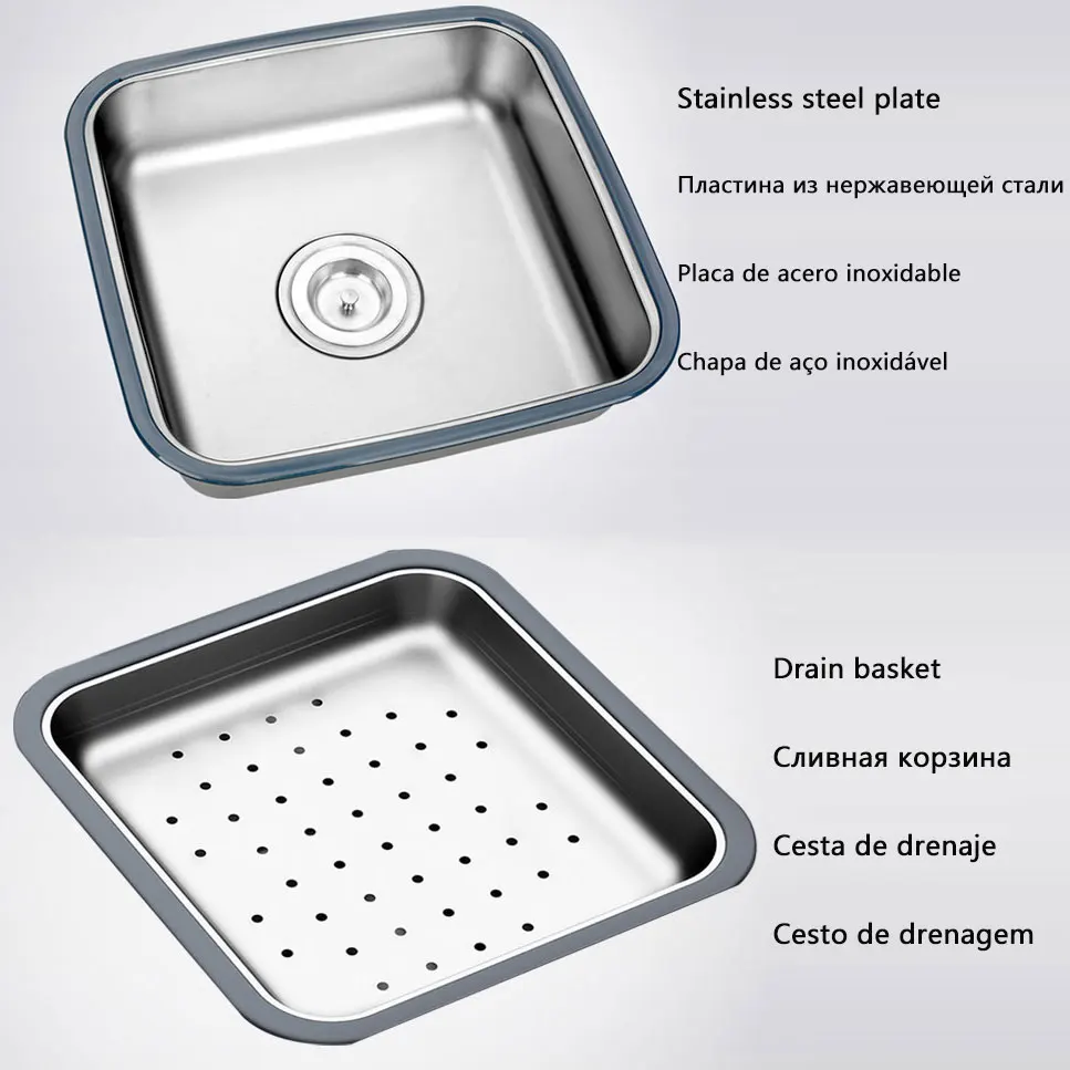 kitchen sink stainless steel With cutting board rack above counter or udermount single bowl sinks vegetable washing sink kitchen