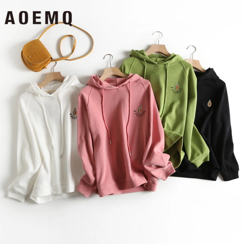 AOEMQ модный свитер, 4 цвета, свитер с вышитыми фруктами, мультяшным принтом авокадо, повседневные пуловеры, топы, женская одежда
