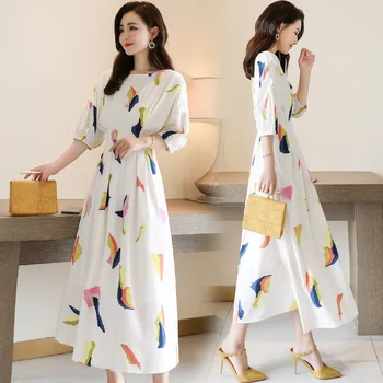 

Dress Fashion Comfortable Short Sleeve nian Summer Mid-length Casual Elegant -40
