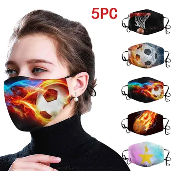 

5Pcs Adults Masks Breathable Face Mask Cover Washable Cotton Masks Reusable Printing Pattern Masks Masque en tissu lavable