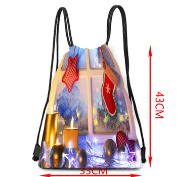 

Light deer printed storage bag bundled polyester drawstring bag portable small cloth bag travel