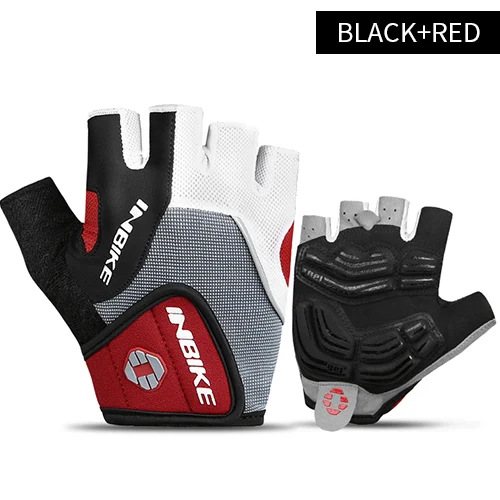 INBIKE перчатки для велоспорта мужские женские летние спортивные перчатки велосипедные гуантес Ciclismo нейлоновые Гелевые перчатки для горного велосипеда - Цвет: 5mm Gel Pad-Red