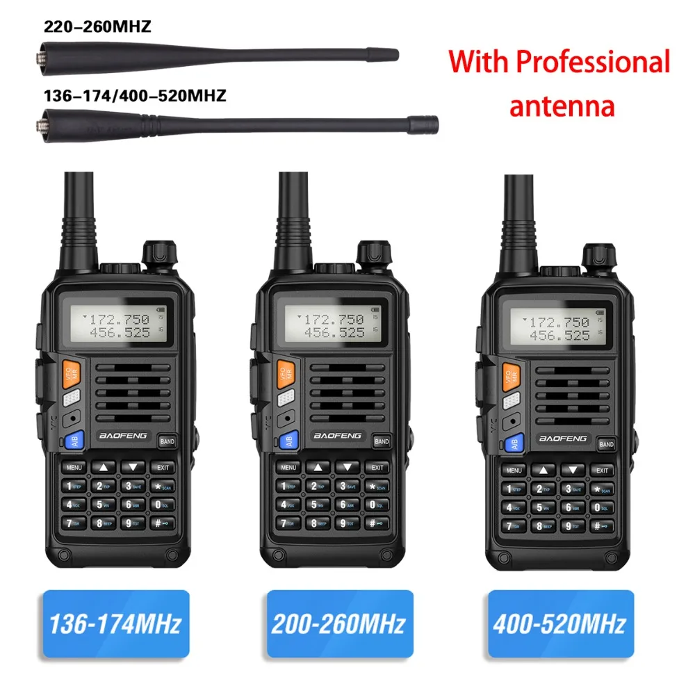 Baofeng UV-S9 PLUS Tri-Band 10W High Power Portable Two Way Radio 220-260Mhz UV 5R Upgrade Amateur Radio FM Transceiver rechargeable walkie talkies