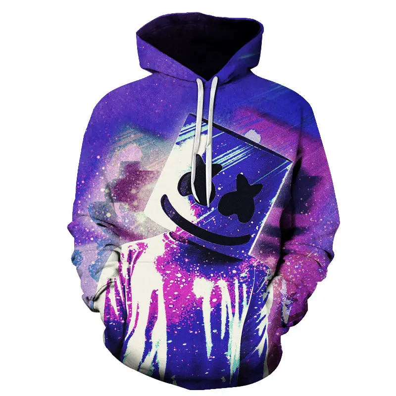 3D печать Новые мужские и женские модные толстовки marshmello электрическая толстовка с капюшоном для ди-Джея Мужская Повседневная Толстовка