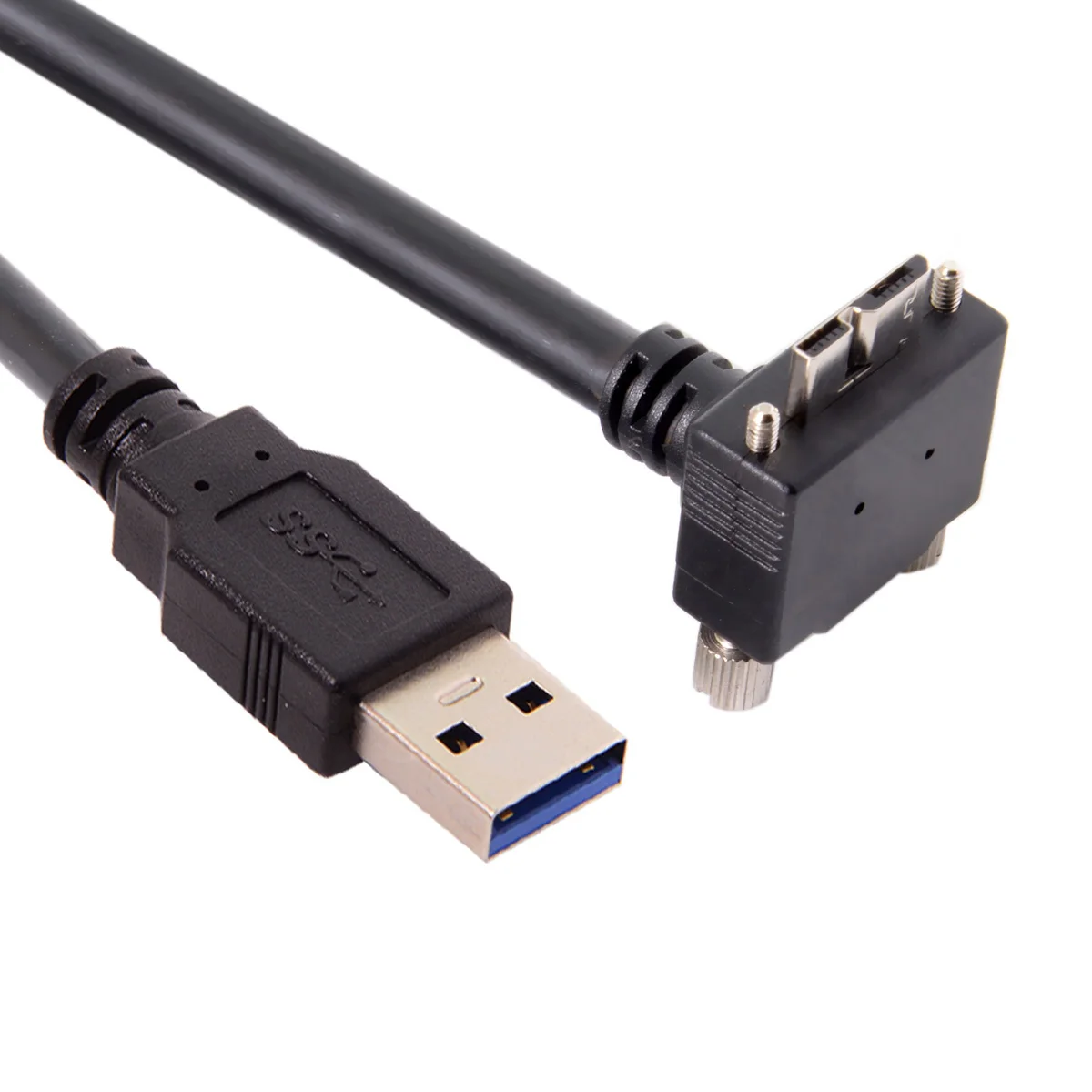 

CY Micro USB Screw Mount 90 Degree Up Angled to 3.0 Data Cable Converter Cord for Industrial Camera 1.2m 4ft 3m 5m