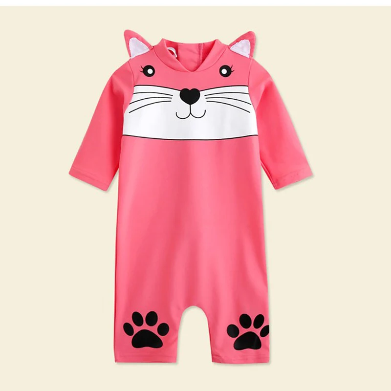 Children's swimsuit girl's one piece long sleeve sunscreen baby 1-8 children's boy Korean baby cute beach Swimsuit Cover