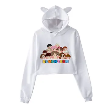 

Seventeen Kpop Hoodies Women Plus Size Sweatshirt Winter Hooded Sweatshirt Harajuku Clothes Long Sleeve Cropped Top