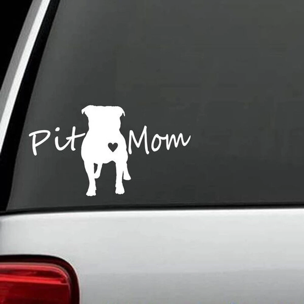 Fashion Reflective Waterproof Pit Mom Bull Pitbull Dog Decal Car Vinyl Sticker Decoration funny car sticker decal | Автомобили и
