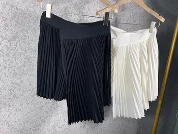 

2020 new fashion women skrit irregular pleated solid color above knee skrits 0409