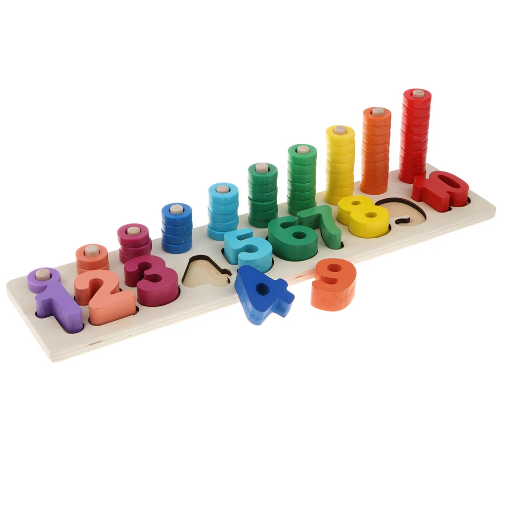 Wooden Colorful Math Counting Stacker Color Sorter Preschool Learning Toy