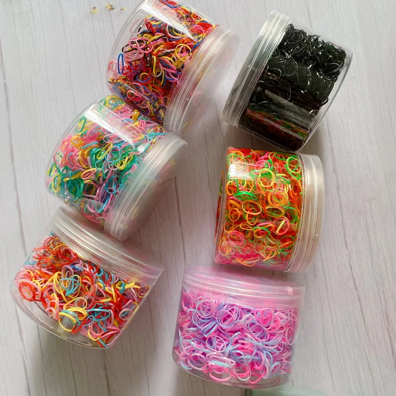 1000/box Kids Disposable Transparent Hair Tie Girls Elastic Rubber Bands  For Bracelets Baby Colorful Hair Rope accessories - AliExpress