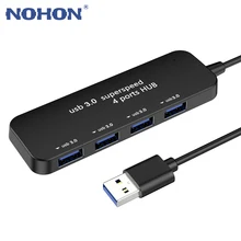Ultra-fino 4-port usb 3.0 hub de alta velocidade indicador de luz hub usb para multi-dispositivo computador portátil desktop adaptador usb 3.0 hub
