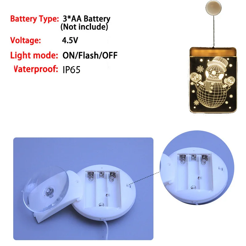 Декоративная Рождественская гирлянда, аккумуляторные огни, снеговик, любящий медведь, Лунная струна, 3D акрил