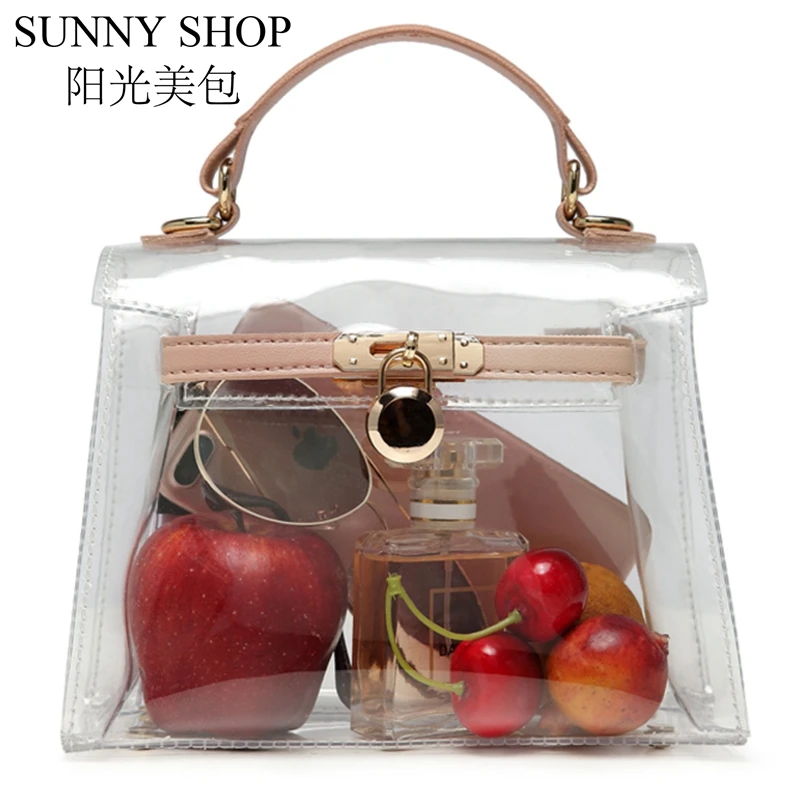 

SUNNY SHOP Luxury Handbags Women Bags Designer Jelly Bag PVC Transparent Bag Crossbody Shoulder Bag Set Small High Quality