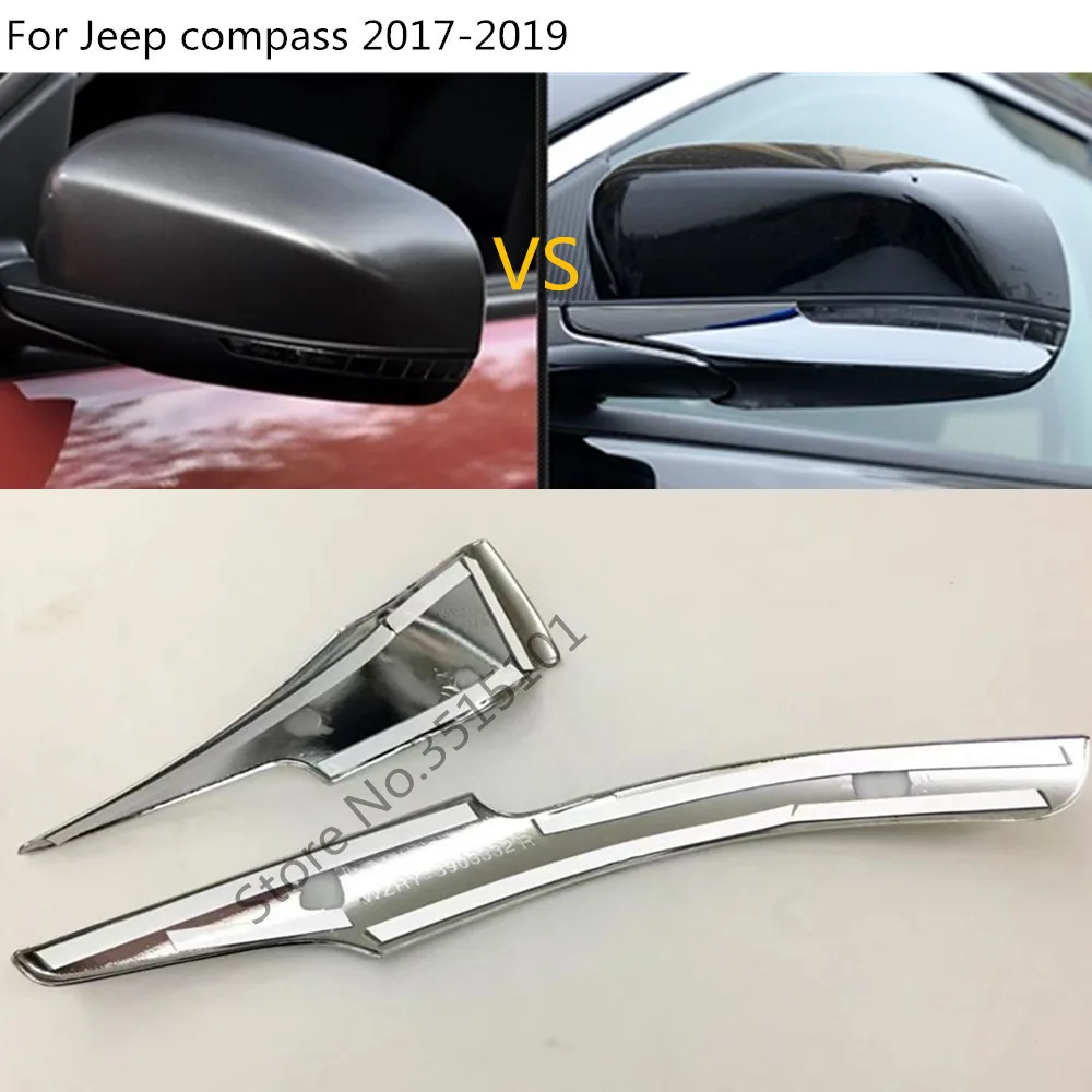 

Car ABS Chrome Back Rear View Rearview Side Mirror Cover Stick Trim Frame Lamp Eyebrow 4pcs For Jeep Compass 2017 2018 2019