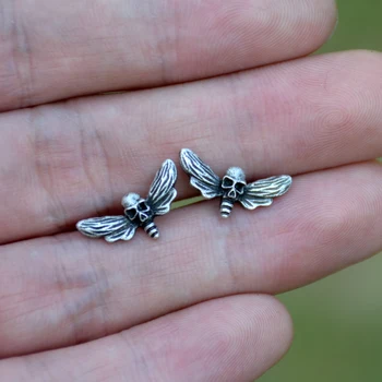 

Death Head Stud Earring Tiny Skull Butterfly Insect Earring For Women Jewelry Gift