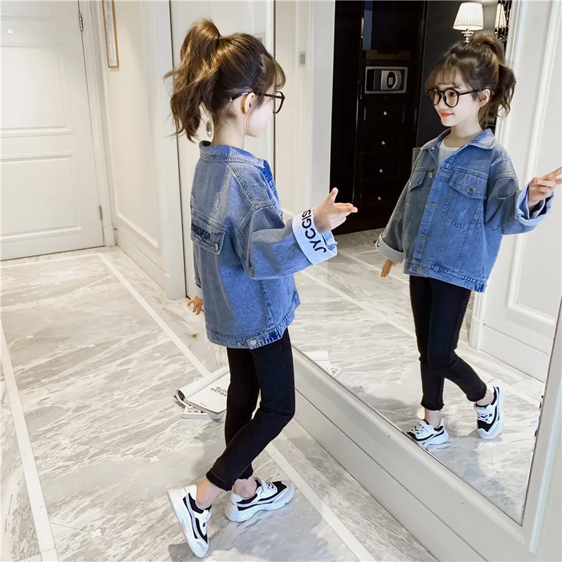 

Girls' Jean Jacket Autumn Clothing 2020 New Style Western Style Fashionable Big Boy Casual Fashion Little Girl Spring And Autumn