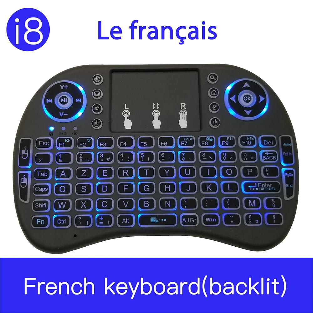 i8, французская версия, 2,4 ГГц, клавир, франсаис, i8, беспроводная клавиатура, Air mouse, тачпад, ручной, для Android, ТВ-приставка, мини-ПК