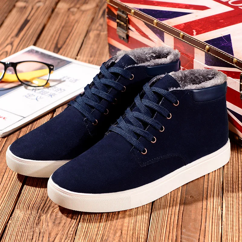 

Winter MEN'S SHOES Genuine Leather Shoe High Shoes Winter Shoes Men Cotton-padded Shoes plus Velvet Warm Sports Casual Thick Sho