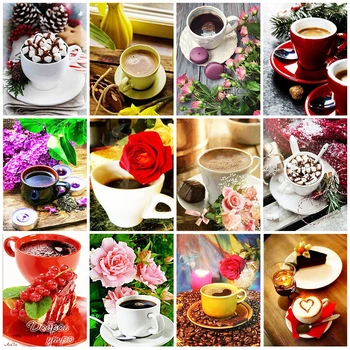 

Evershine Diamond Embroidery Coffee Flowers Picture Rhinestones Diamond Mosaic Full Layout Cross Stitch Kits Home Decor