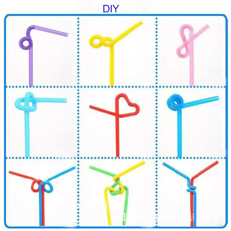 100 шт./компл. бытовые художественные соломинки цветные моделирование изгиб длинные складные вечерние одноразовые безопасности PP всасывающие трубы