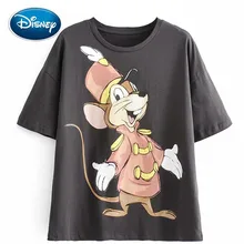 Модная Милая футболка с принтом мышки из мультфильма Дисней, пуловер с круглым вырезом и коротким рукавом, повседневные милые стильные женские свободные футболки