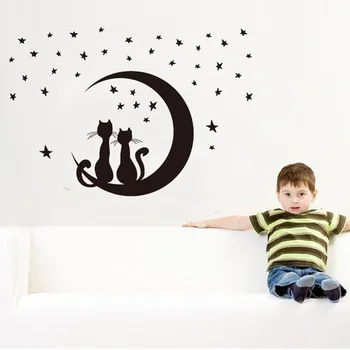 

Cute Cat Fashion Wall Stickers Funny Cat Stickers Living Room Decor Tv Wall Decor Child Kids Bedroom Vinyl Home decor BRC03